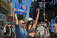 Election celebrations in Times Square : New York : Richard Moore : Photographer